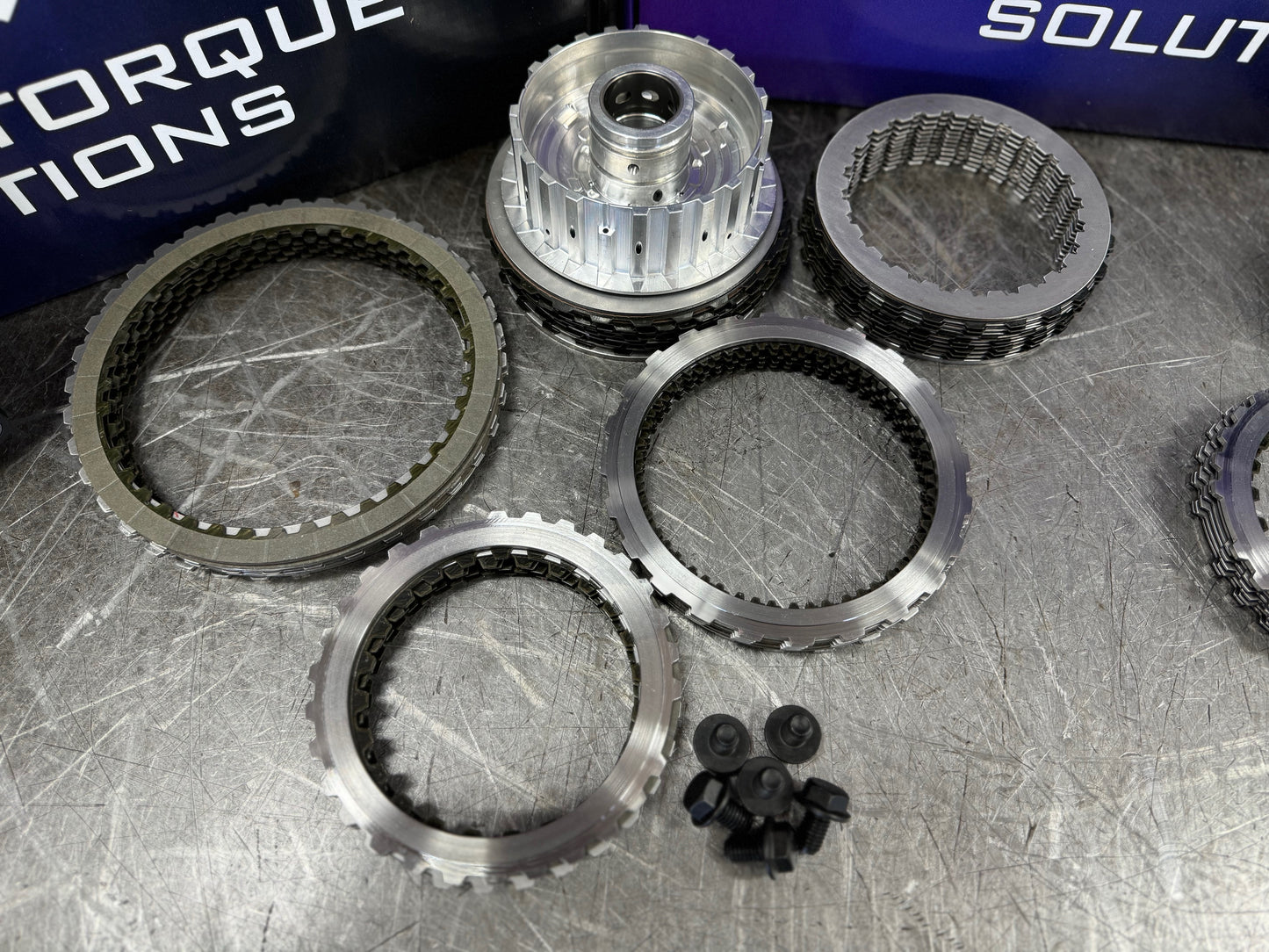 ATS Stage 1 DIY transmission rebuild kit for ZF8HP50 and ZF8HP51 with billet E hub, Alto clutches, steels, seals, and filter pan