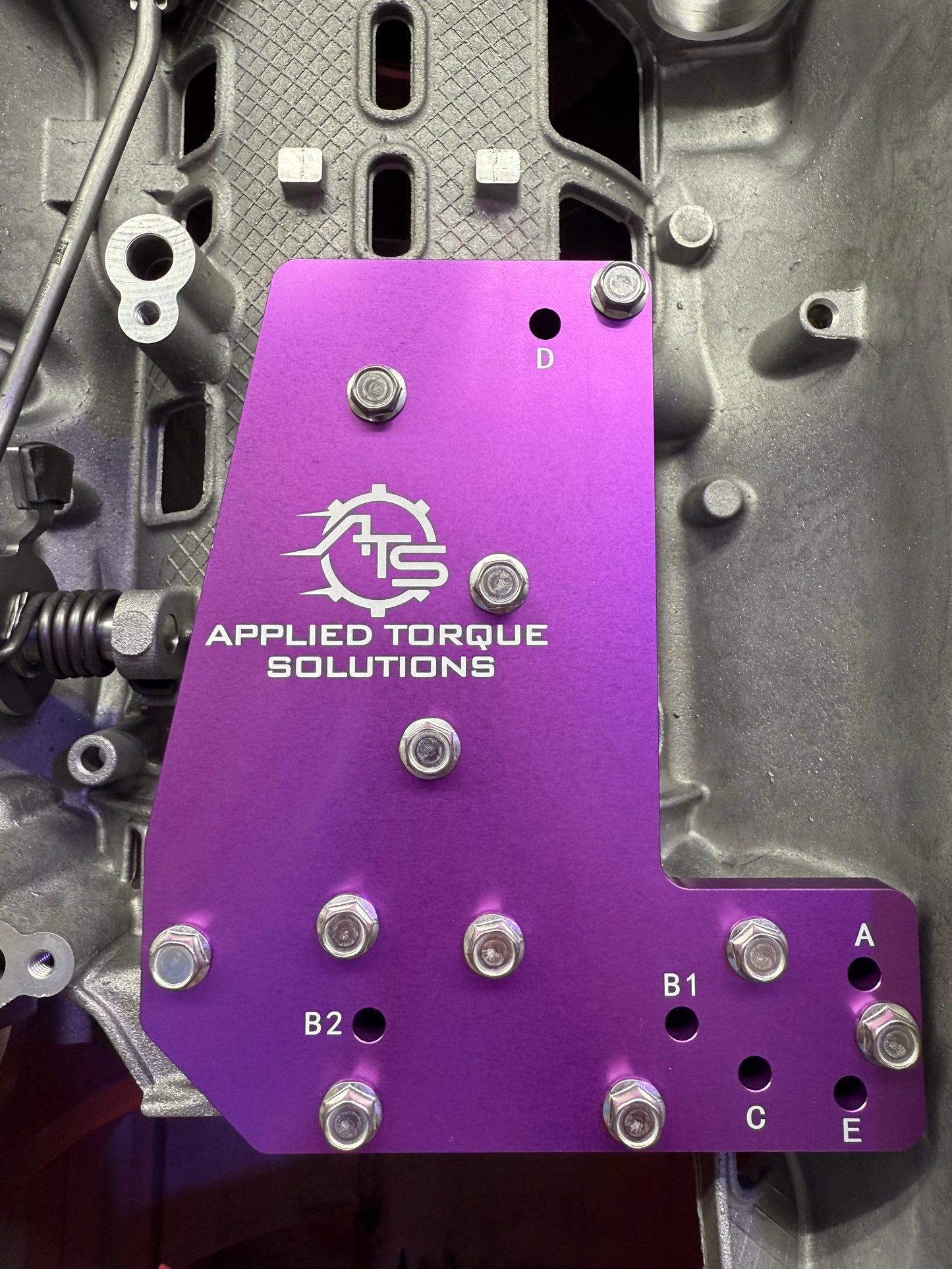 ATS air check plate for ZF8HP transmission used to verify clutch operation and hydraulic integrity during assembly