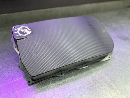 ATS Billet Aluminum Deep Transmission Pan for ZF8HP transmission with increased fluid capacity and replaceable filter design