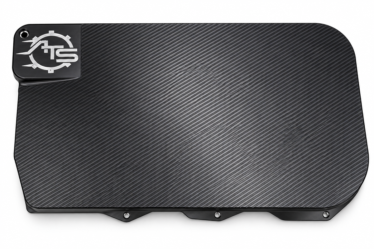 ATS Billet Aluminum Deep Transmission Pan for ZF8HP transmission with increased fluid capacity and replaceable filter design